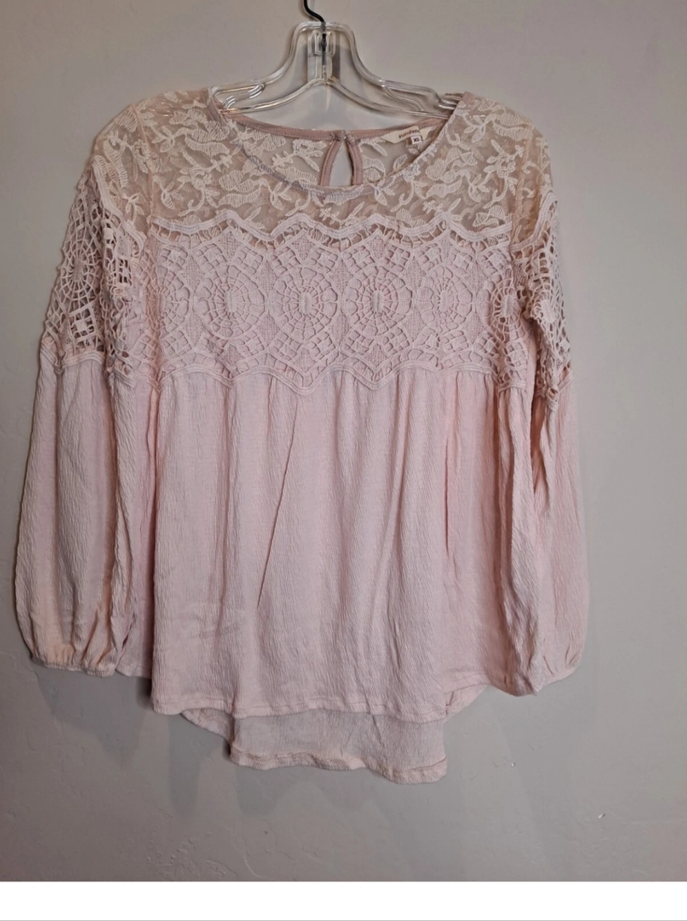 Sundance Top Women's Small Pink Lace Flowy Crochet Sheer Romantic Cottage